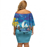 Happy Australia Flag Day Off Shoulder Short Dress Aussie Animals Grunge Style