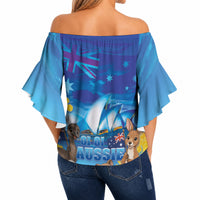 Happy Australia Flag Day Off Shoulder Wrap Waist Top Aussie Animals Grunge Style