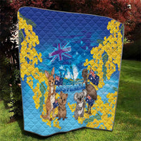 Happy Australia Flag Day Quilt Aussie Animals Grunge Style