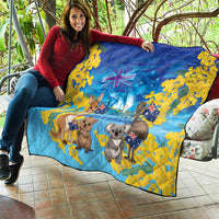 Happy Australia Flag Day Quilt Aussie Animals Grunge Style