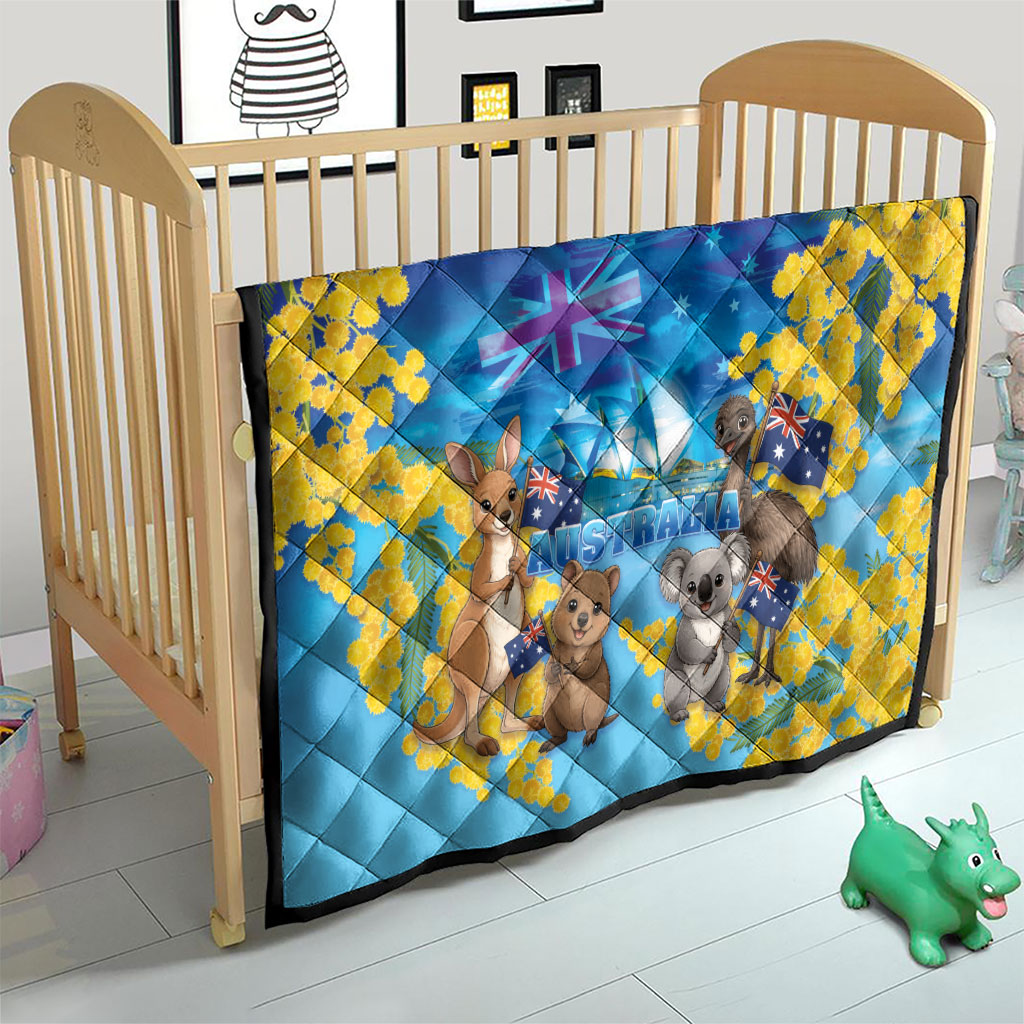 Happy Australia Flag Day Quilt Aussie Animals Grunge Style