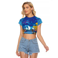 Happy Australia Flag Day Raglan Cropped T Shirt Aussie Animals Grunge Style