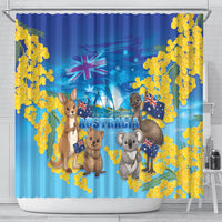 Happy Australia Flag Day Shower Curtain Aussie Animals Grunge Style