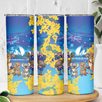 Happy Australia Flag Day Skinny Tumbler Aussie Animals Grunge Style