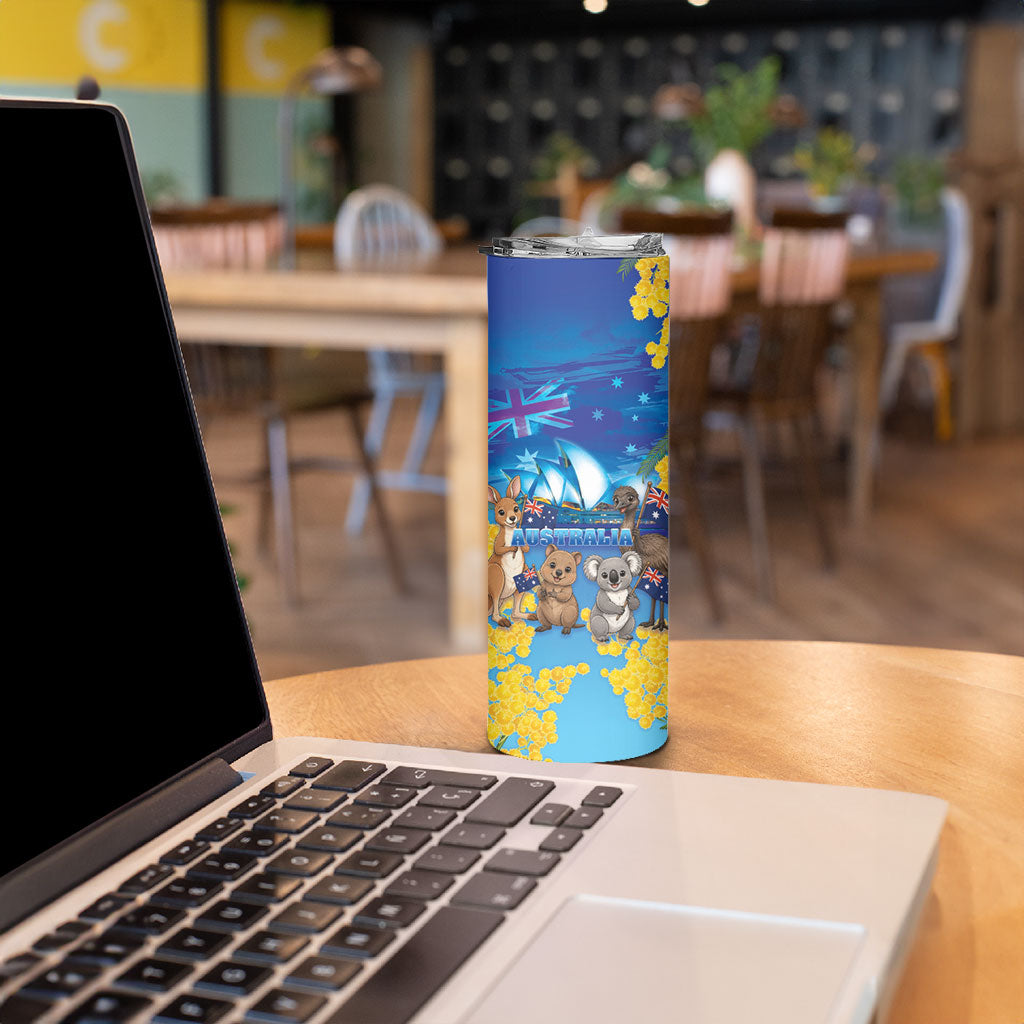 Happy Australia Flag Day Skinny Tumbler Aussie Animals Grunge Style
