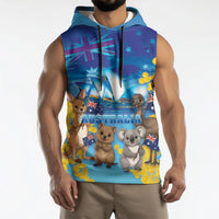 Happy Australia Flag Day Sleeveless Hoodie Aussie Animals Grunge Style
