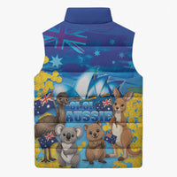 Happy Australia Flag Day Sleeveless Puffer Jacket Aussie Animals Grunge Style