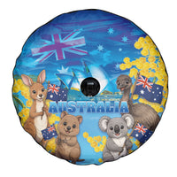 Happy Australia Flag Day Spare Tire Cover Aussie Animals Grunge Style