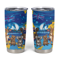 Happy Australia Flag Day Tumbler Cup Aussie Animals Grunge Style