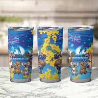 Happy Australia Flag Day Tumbler Cup Aussie Animals Grunge Style