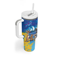 Happy Australia Flag Day Tumbler With Handle Aussie Animals Grunge Style