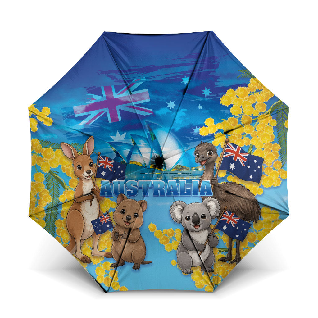 Happy Australia Flag Day Umbrella Aussie Animals Grunge Style