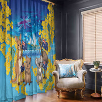 Happy Australia Flag Day Window Curtain Aussie Animals Grunge Style