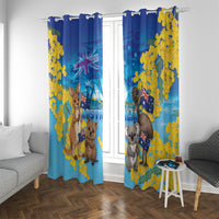 Happy Australia Flag Day Window Curtain Aussie Animals Grunge Style