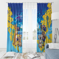 Happy Australia Flag Day Window Curtain Aussie Animals Grunge Style