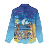 Happy Australia Flag Day Women Casual Shirt Aussie Animals Grunge Style