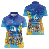 Happy Australia Flag Day Women Polo Shirt Aussie Animals Grunge Style