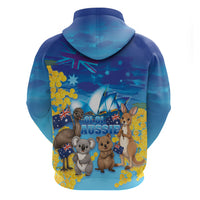 Happy Australia Flag Day Zip Hoodie Aussie Animals Grunge Style