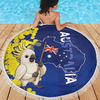 Australia Cockatoo Beach Blanket Aussie Flag With Golden Wattle