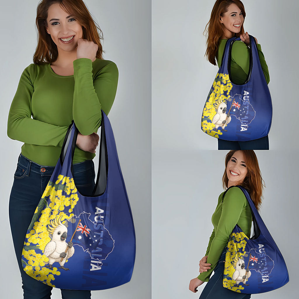 Australia Cockatoo Grocery Bag Aussie Flag With Golden Wattle