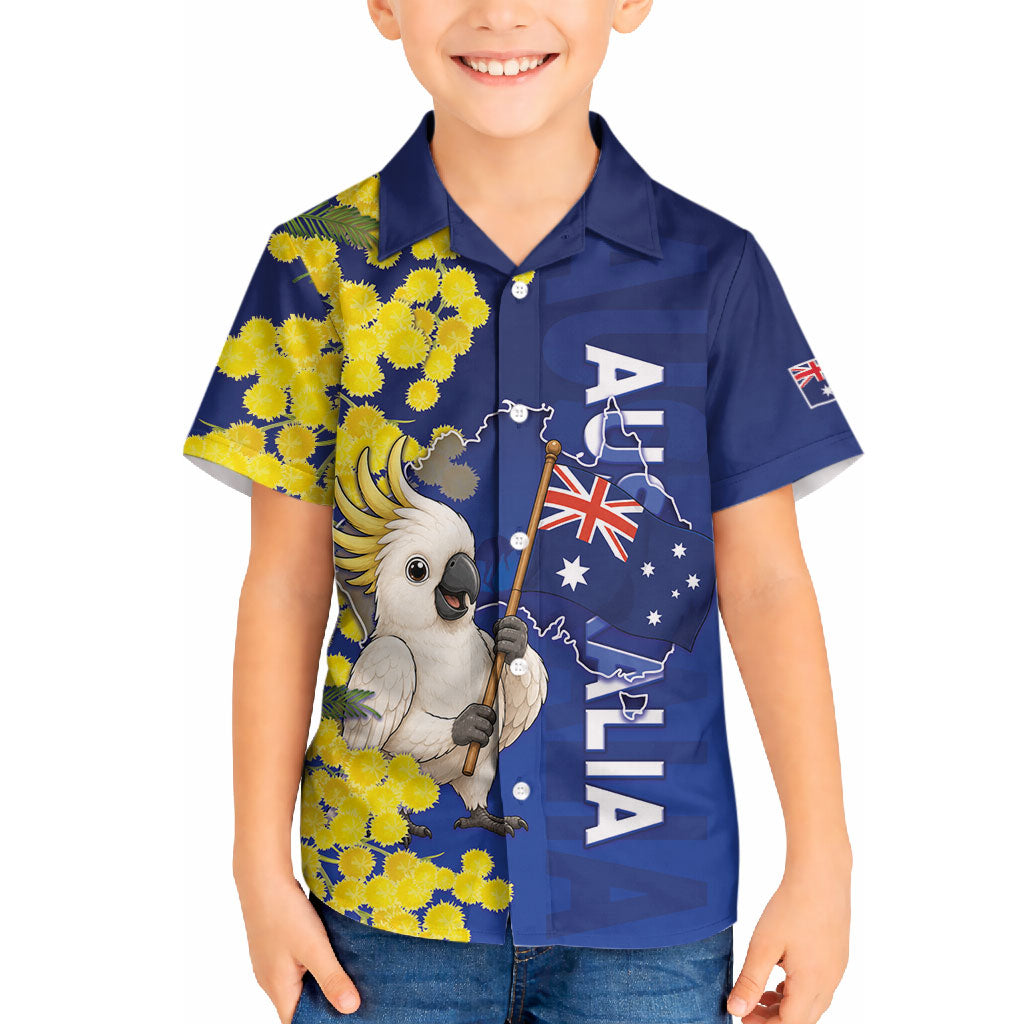 Australia Cockatoo Hawaiian Shirt Aussie Flag With Golden Wattle