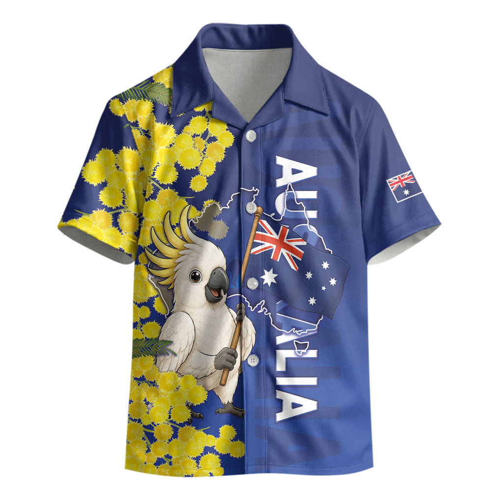 Australia Cockatoo Kid Hawaiian Shirt Aussie Flag With Golden Wattle