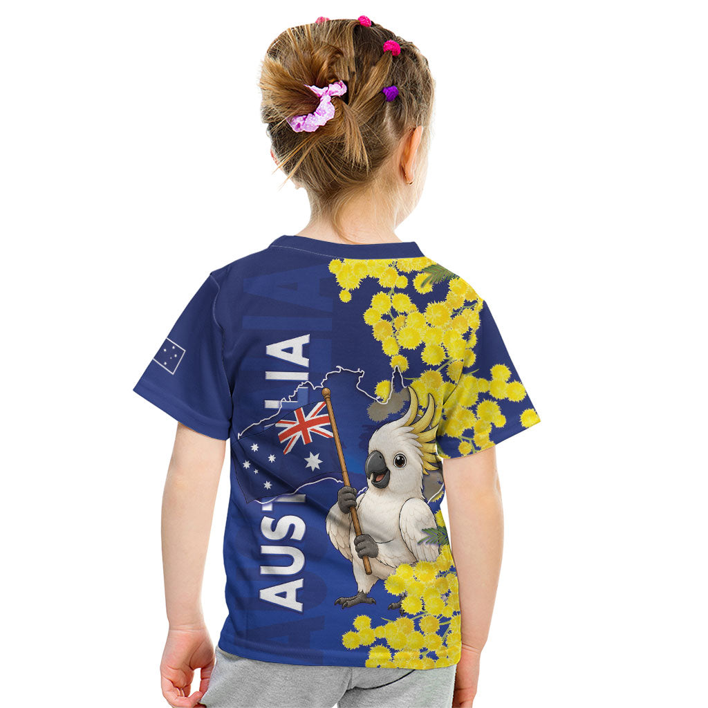 Australia Cockatoo Kid T Shirt Aussie Flag With Golden Wattle