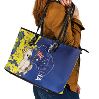 Australia Cockatoo Leather Tote Bag Aussie Flag With Golden Wattle