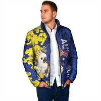 Australia Cockatoo Padded Jacket Aussie Flag With Golden Wattle