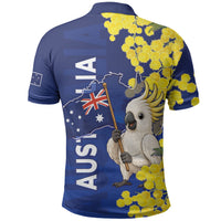 Australia Cockatoo Polo Shirt Aussie Flag With Golden Wattle