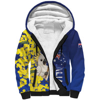 Australia Cockatoo Sherpa Hoodie Aussie Flag With Golden Wattle