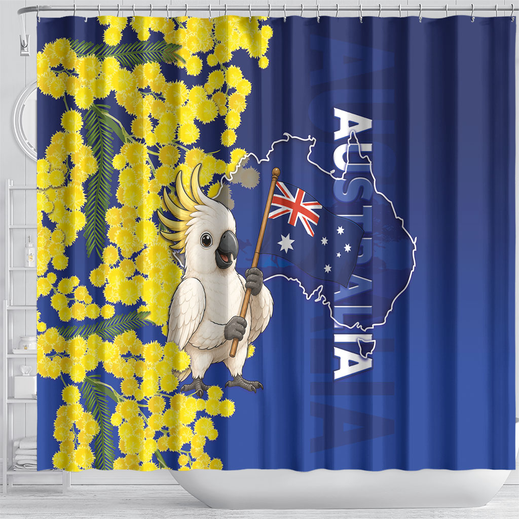 Australia Cockatoo Shower Curtain Aussie Flag With Golden Wattle