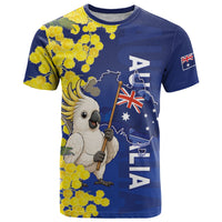 Australia Cockatoo T Shirt Aussie Flag With Golden Wattle