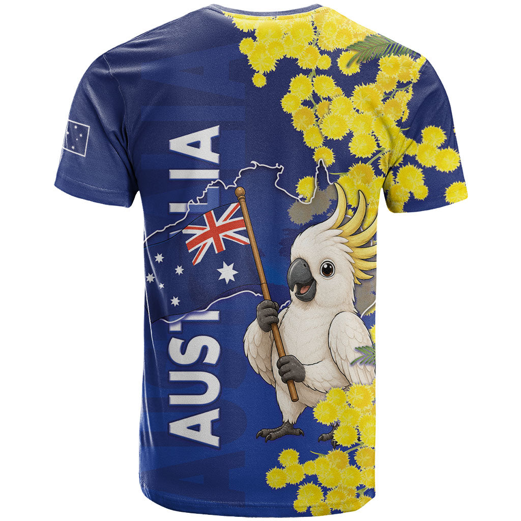 Australia Cockatoo T Shirt Aussie Flag With Golden Wattle