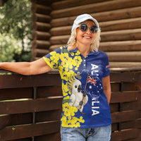 Australia Cockatoo Women Polo Shirt Aussie Flag With Golden Wattle