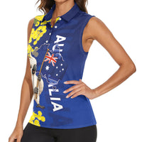 Australia Cockatoo Women Sleeveless Polo Shirt Aussie Flag With Golden Wattle