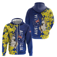 Australia Cockatoo Zip Hoodie Aussie Flag With Golden Wattle