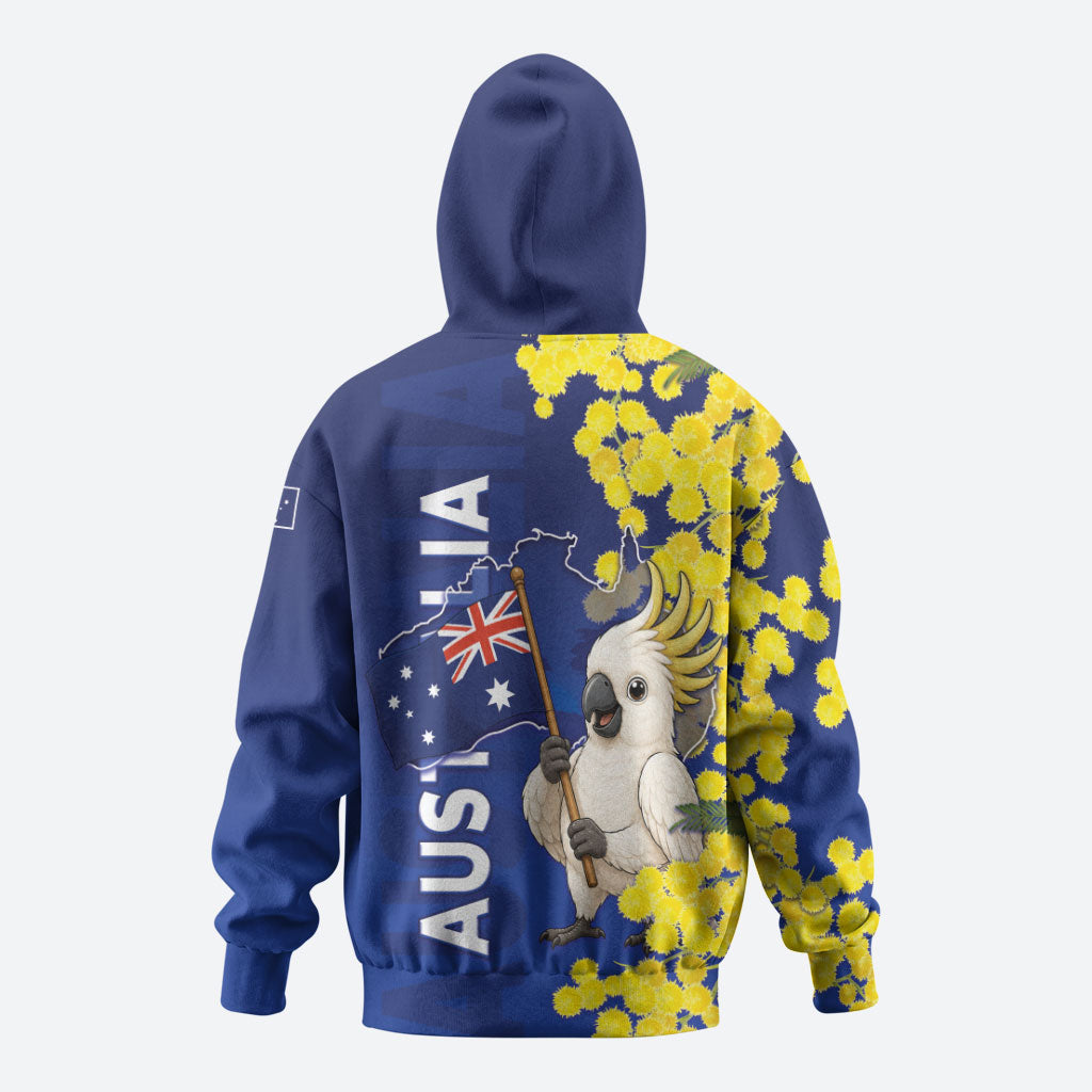 Australia Cockatoo Zip Hoodie Aussie Flag With Golden Wattle