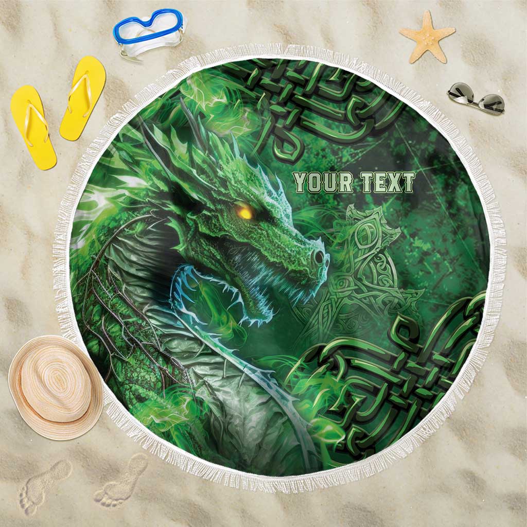 Personalized Ireland Celtic Beach Blanket Irish Roots Dragon Soul - Wonder Print Shop