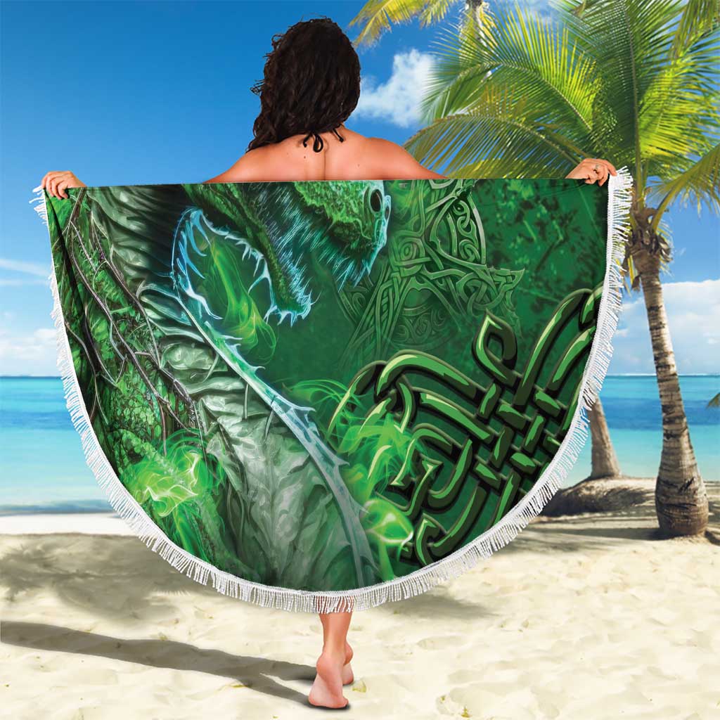 Personalized Ireland Celtic Beach Blanket Irish Roots Dragon Soul - Wonder Print Shop