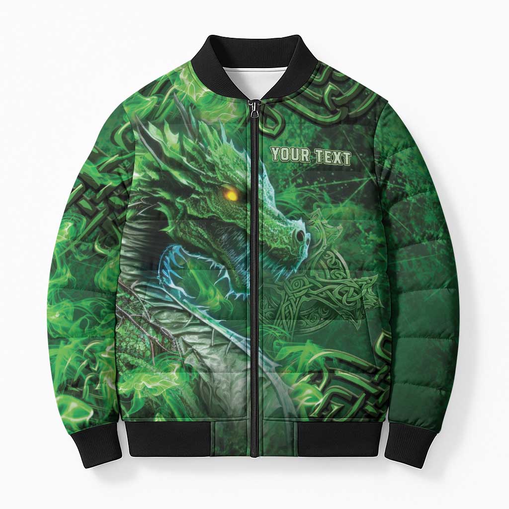 Personalized Ireland Celtic Bomber Puffer Jacket Irish Roots Dragon Soul - Wonder Print Shop
