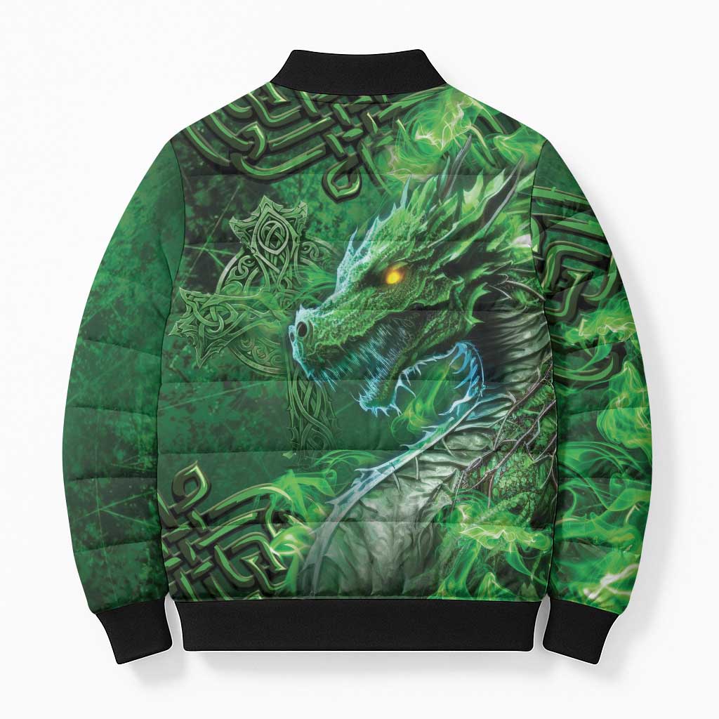 Personalized Ireland Celtic Bomber Puffer Jacket Irish Roots Dragon Soul - Wonder Print Shop