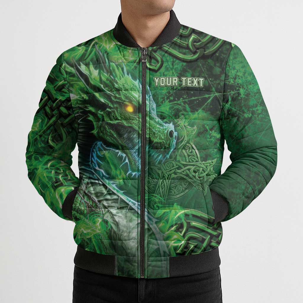 Personalized Ireland Celtic Bomber Puffer Jacket Irish Roots Dragon Soul - Wonder Print Shop
