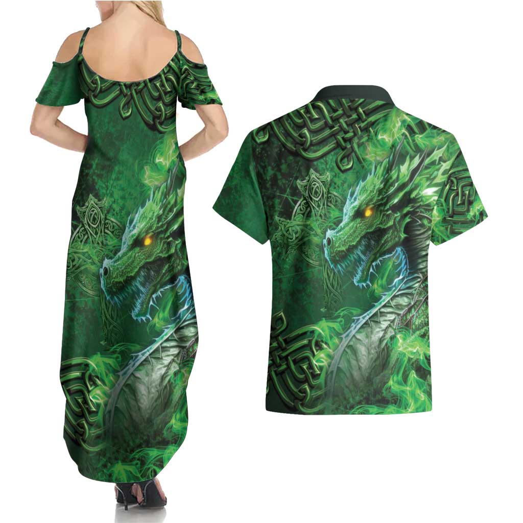Personalized Ireland Celtic Couples Matching Summer Maxi Dress and Hawaiian Shirt Irish Roots Dragon Soul - Wonder Print Shop