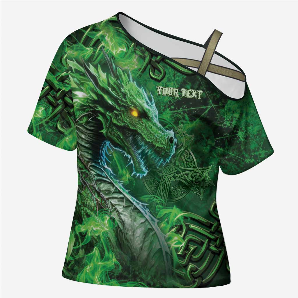 Personalized Ireland Celtic Cross Shoulder Shirt Irish Roots Dragon Soul - Wonder Print Shop