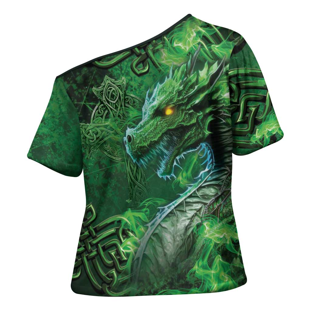 Personalized Ireland Celtic Cross Shoulder Shirt Irish Roots Dragon Soul - Wonder Print Shop