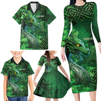 Personalized Ireland Celtic Family Matching Long Sleeve Bodycon Dress and Hawaiian Shirt Irish Roots Dragon Soul - Wonder Print Shop