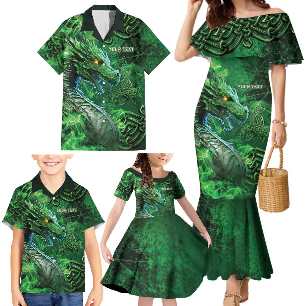 Personalized Ireland Celtic Family Matching Mermaid Dress and Hawaiian Shirt Irish Roots Dragon Soul - Wonder Print Shop