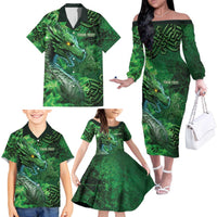 Personalized Ireland Celtic Family Matching Off The Shoulder Long Sleeve Dress and Hawaiian Shirt Irish Roots Dragon Soul - Wonder Print Shop