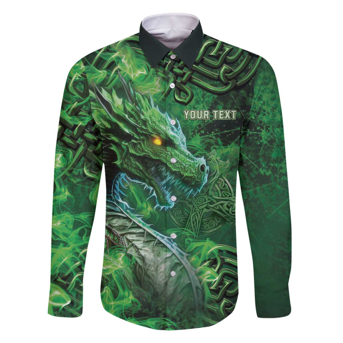 Personalized Ireland Celtic Family Matching Off The Shoulder Long Sleeve Dress and Hawaiian Shirt Irish Roots Dragon Soul - Wonder Print Shop